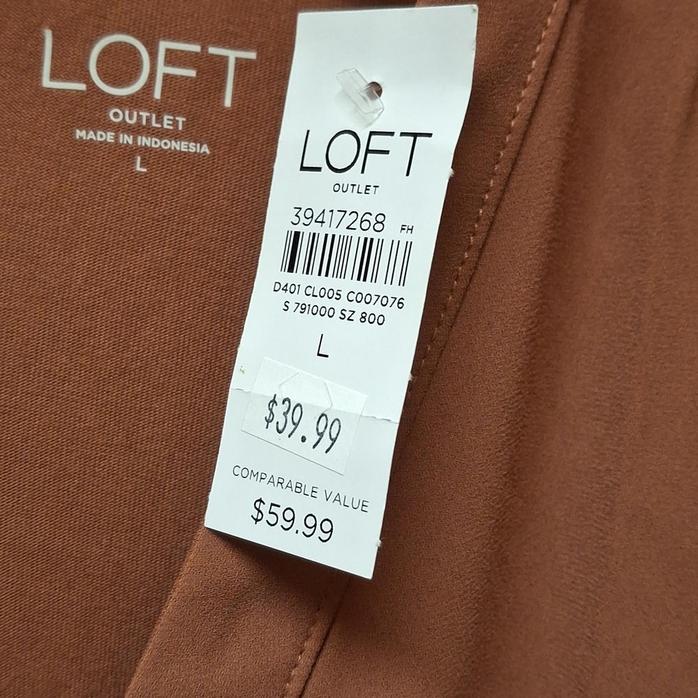 LOFT Rust Brown V-Neck Button Front Women's Blouse Size L - Picture 4 of 4